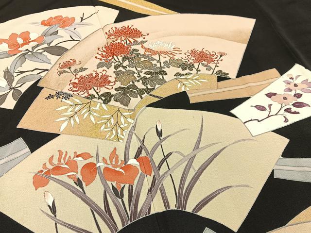 平和屋着物■豪華黒留袖 作家物 地紙花文 金彩 正絹 逸品 BAAY3547hj