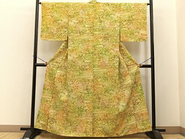 平和屋着物■上質な小紋 紬地 草花文 正絹 逸品 未使用 BAAY3548hj