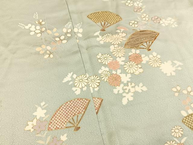 平和屋着物■訪問着 駒刺繍 扇面花文 金彩 正絹 逸品 BAAY3549hj