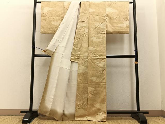 平和屋着物■上質な小紋 雲重ね草花文 正絹 逸品 BAAY3550hj