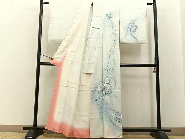平和屋着物■訪問着 草花文 暈し染め 正絹 逸品 BAAY3556hj