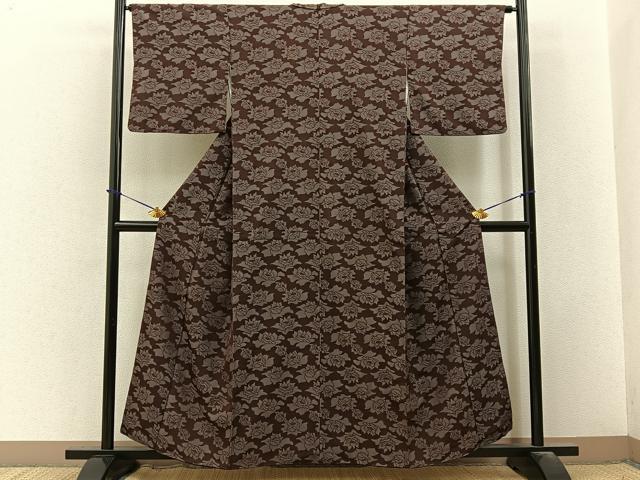 平和屋着物■上質なお召 花尽くし 正絹 逸品 BAAY3558hj