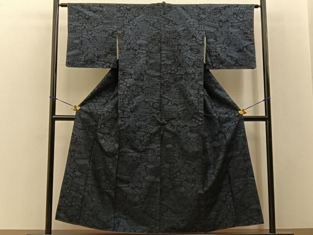 平和屋着物■上質な紬 風景花文 正絹 逸品 未使用 BAAY3569hj