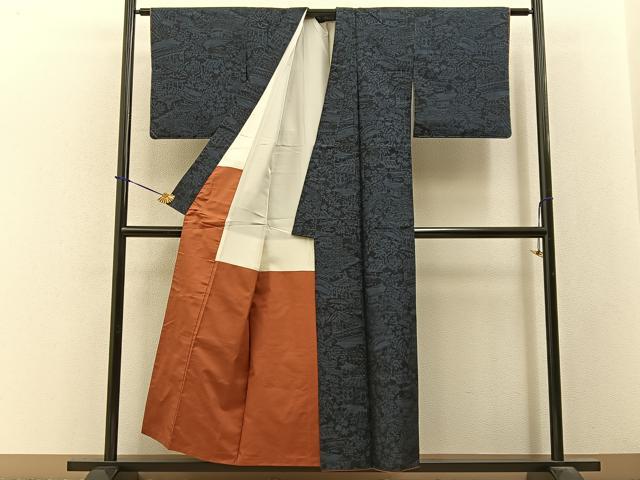 平和屋着物■上質な紬 風景花文 正絹 逸品 未使用 BAAY3569hj