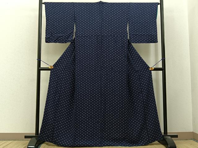 平和屋着物■上質な小紋 絞り 毘沙門亀甲地紋 正絹 逸品 BAAY3570hj