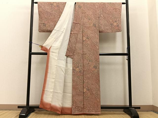 平和屋着物■上質な小紋 辻が花 鬼しぼ縮緬 正絹 逸品 BAAY3573hj