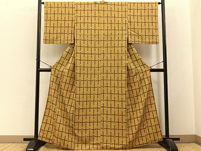 平和屋着物■小紋 十字文様 洗える着物 BAAY3587hj