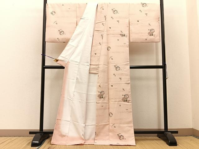 平和屋着物●小紋 花丸文 金彩 ロング丈 洗える着物 BAAY3600hj