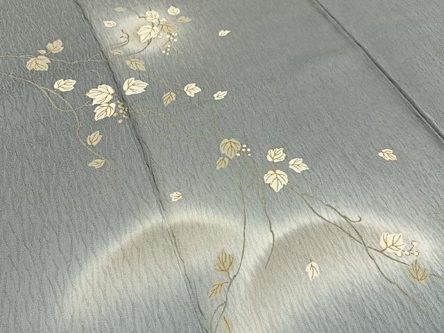 平和屋着物●訪問着 葡萄蔦の葉文 暈し染め 金彩 正絹 逸品 BAAY3613hj