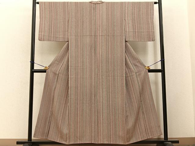 平和屋着物■上質な小紋 縞 正絹 逸品 BAAY3618hj