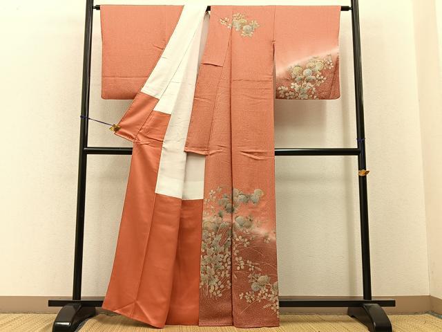 平和屋着物■訪問着 秋草文 暈し染め 金銀彩 正絹 逸品 BAAY3620hj