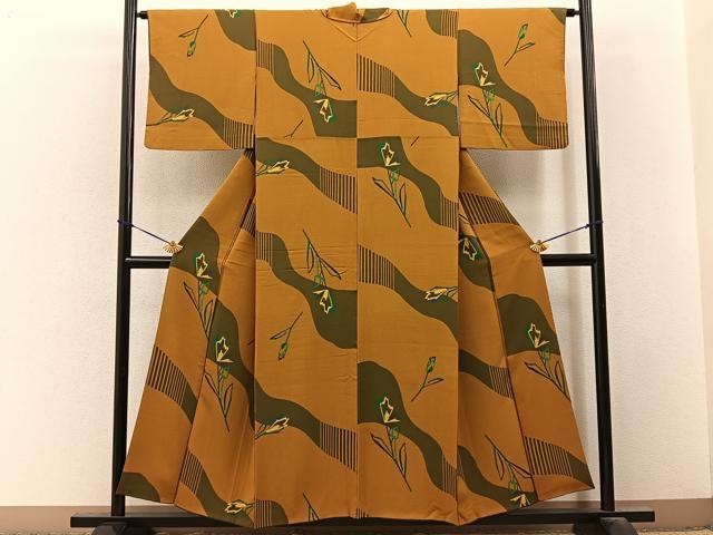 平和屋着物■上質な小紋 チューリップ 正絹 逸品 BAAY3622hj