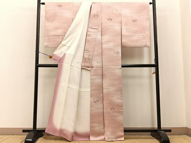 平和屋着物●上質な小紋 地紋起こし 花絵皿 暈し染め 正絹 逸品 BAAY3624hj