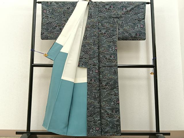平和屋着物■上質な紬 風景文 正絹 逸品 BAAY3625hj