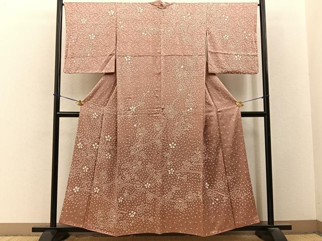 平和屋着物●訪問着 総絞り 枝花文 正絹 逸品 BAAY3626hj