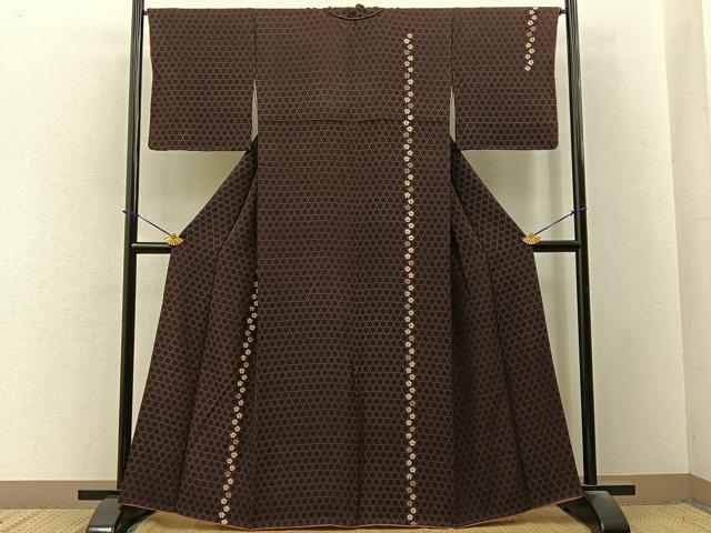 平和屋着物●訪問着 刺繍 撫子 籠目文様 正絹 逸品 BAAY3633hj