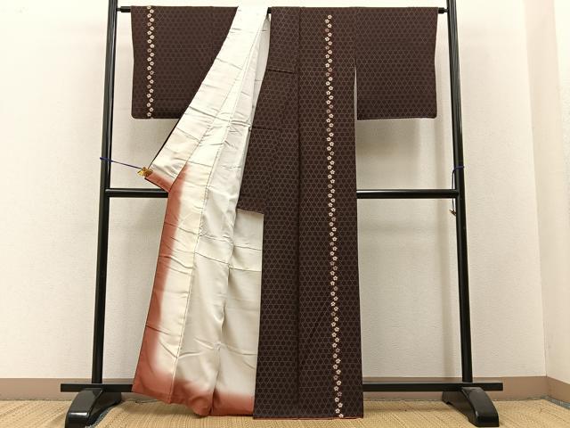平和屋着物●訪問着 刺繍 撫子 籠目文様 正絹 逸品 BAAY3633hj