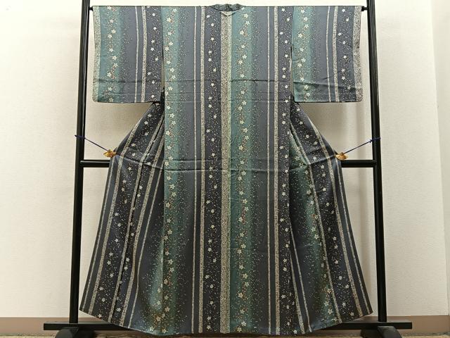 平和屋着物■上質な小紋 桔梗 暈し染め 正絹 逸品 BAAY3638hj