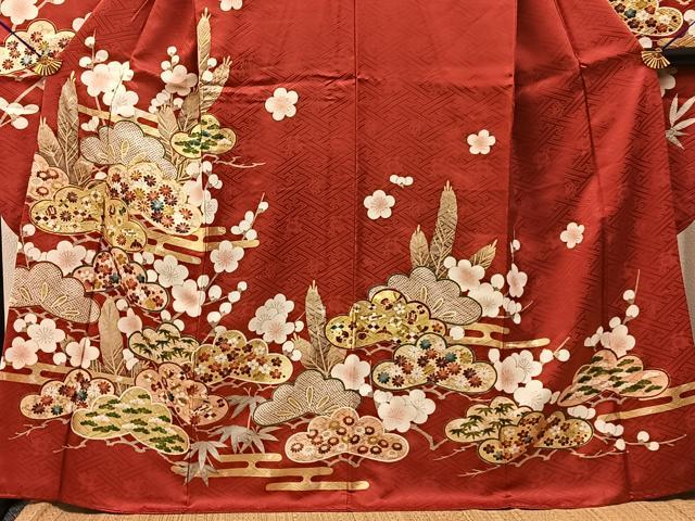 平和屋着物●豪華振袖 駒刺繍 松竹梅 宝尽くし 金彩 三越扱い 正絹 逸品 BAAY3641hj