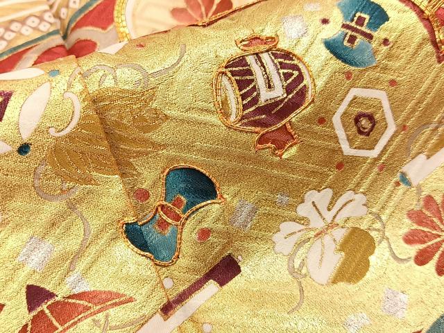 平和屋着物●豪華振袖 駒刺繍 松竹梅 宝尽くし 金彩 三越扱い 正絹 逸品 BAAY3641hj