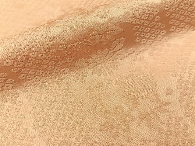 平和屋着物■上質な色無地 鹿の子花地紋 洒落柿色 正絹 逸品 BAAY3649hj