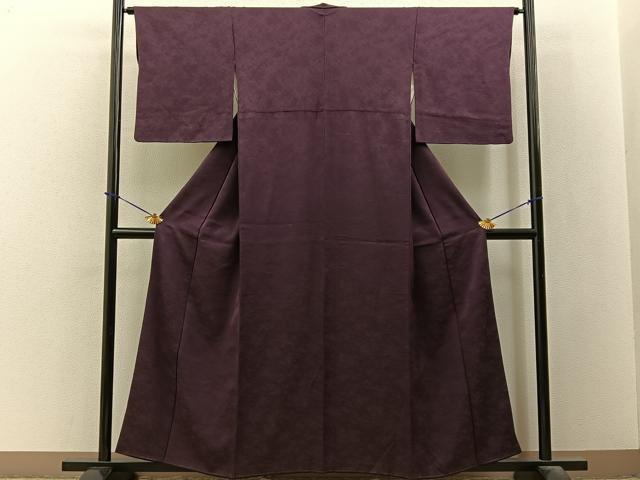 平和屋着物■上質な色無地 霞地紋 似せ紫色 正絹 逸品 BAAY3651hj