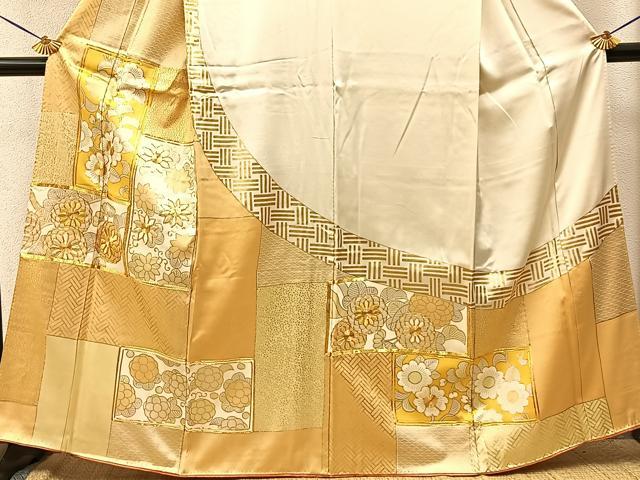 平和屋着物■訪問着 駒刺繍 網代花文 金彩 正絹 逸品 BAAY3655hj