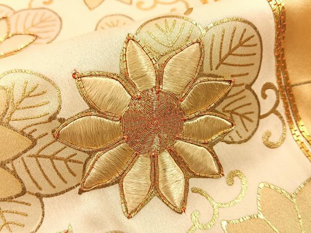 平和屋着物■訪問着 駒刺繍 網代花文 金彩 正絹 逸品 BAAY3655hj
