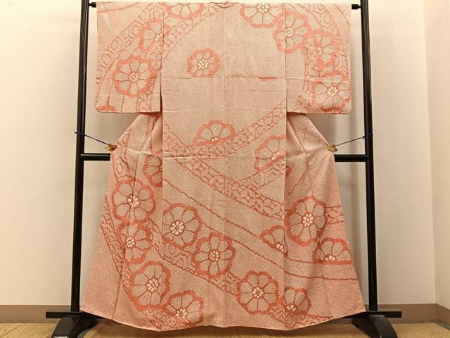 平和屋着物●訪問着 総絞り 舞花文 正絹 逸品 BAAY3659hj