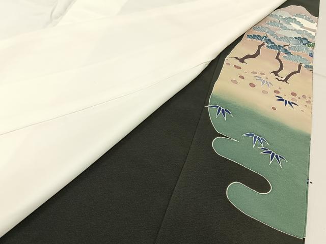 平和屋着物■豪華黒留袖 友禅 群鶴風景文 正絹 逸品 BAAY3660hj