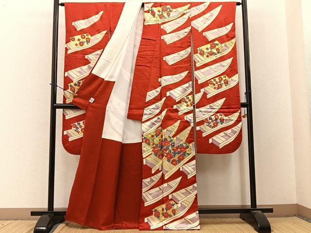 平和屋着物■豪華振袖 駒刺繍 渡船花文 金彩 正絹 逸品 BAAY3663hj