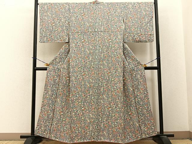 平和屋着物■上質な小紋 飾花文 正絹 逸品 BAAY3664hj