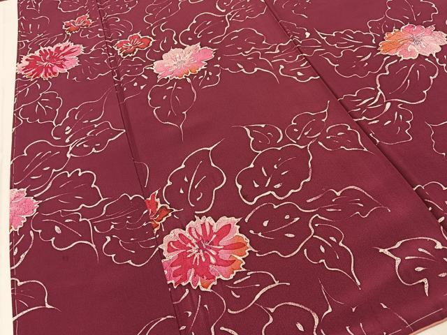 平和屋着物■上質な小紋 ろうけつ染め 草花文 正絹 逸品 未使用 BAAY3665hj