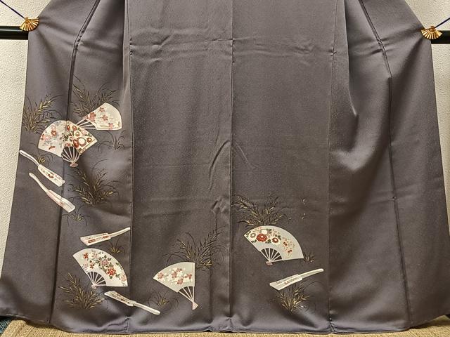 平和屋着物●訪問着 刺繍 扇面花文 金彩 正絹 逸品 BAAY3675hj