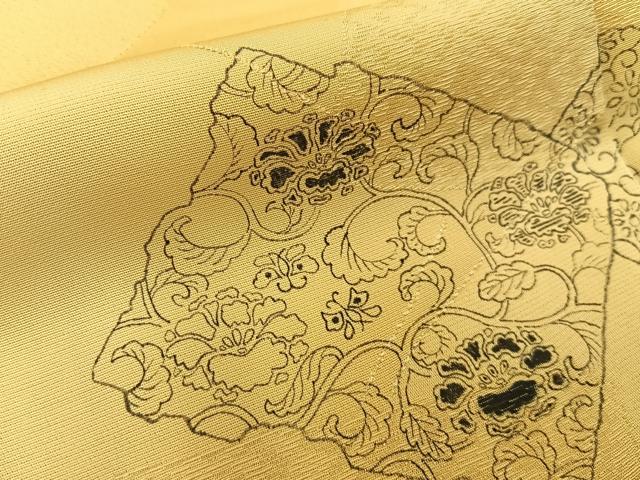 平和屋着物■訪問着 手描き 破れ色紙風景花文 金通し地 東武百貨店扱い 正絹 逸品 BAAY3677hj