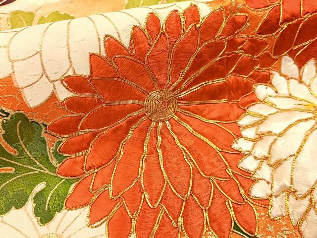平和屋着物■豪華振袖 駒刺繍 菊 暈し染め 金彩 正絹 逸品 BAAY3679hj