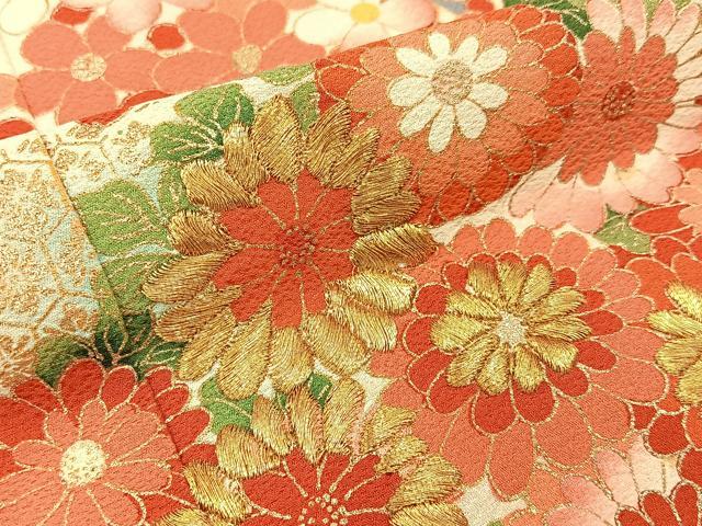 平和屋着物■豪華振袖 刺繍 エ霞花丸文 金彩 正絹 逸品 BAAY3681hj