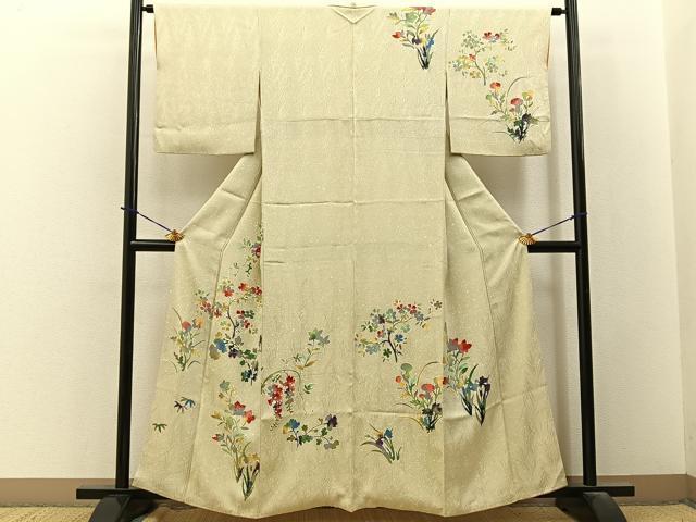平和屋着物■訪問着 草花文 正絹 逸品 BAAY3683hj