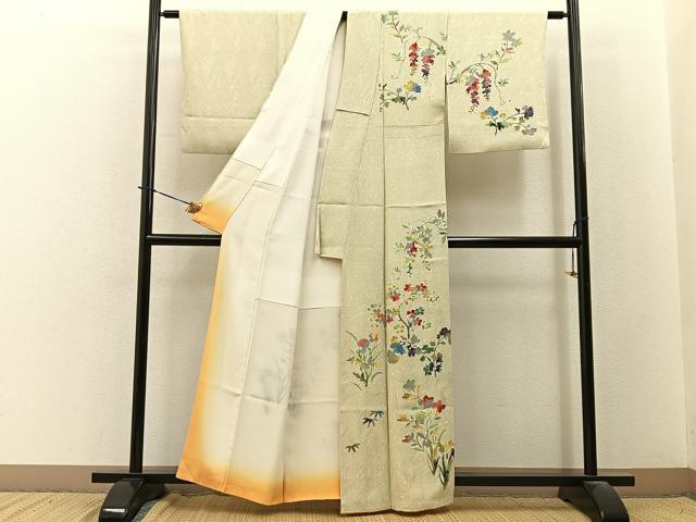 平和屋着物■訪問着 草花文 正絹 逸品 BAAY3683hj