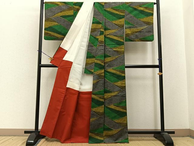 平和屋着物■上質な紬 切嵌文様 正絹 逸品 BAAY3691hj