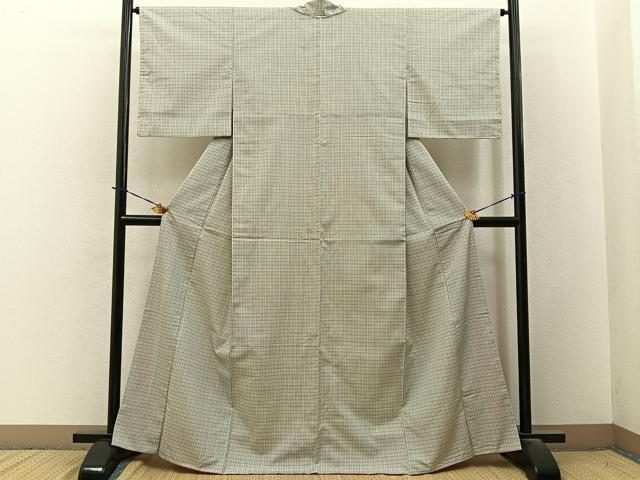平和屋着物■上質な紬 格子柄 正絹 逸品 未使用 BAAY3705hj