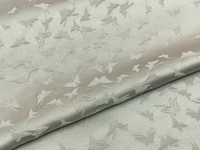 平和屋着物●上質な色無地 舞蝶地紋 絹鼠色 正絹 逸品 BAAY3714hj