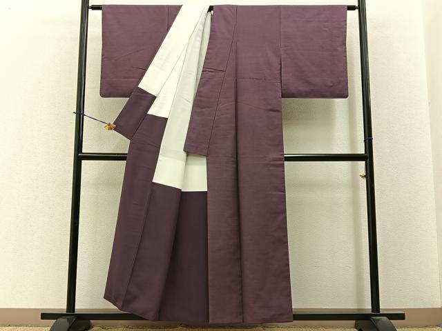 平和屋着物■上質な紬 色無地 古代紫色 正絹 逸品 BAAY3726hj