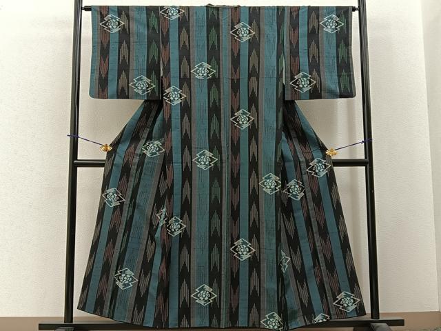 平和屋着物■上質な紬 松皮菱花文 正絹 逸品 BAAY3727hj