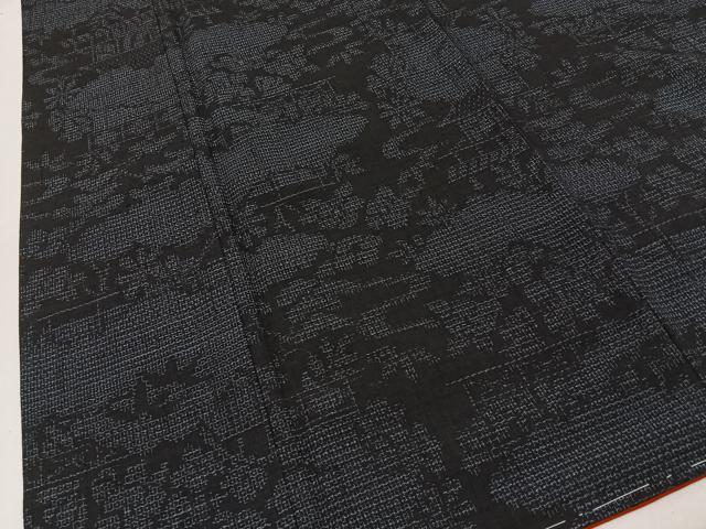 平和屋着物■結城紬 80亀甲 風景花文 正絹 逸品 未使用 BAAY3742hj