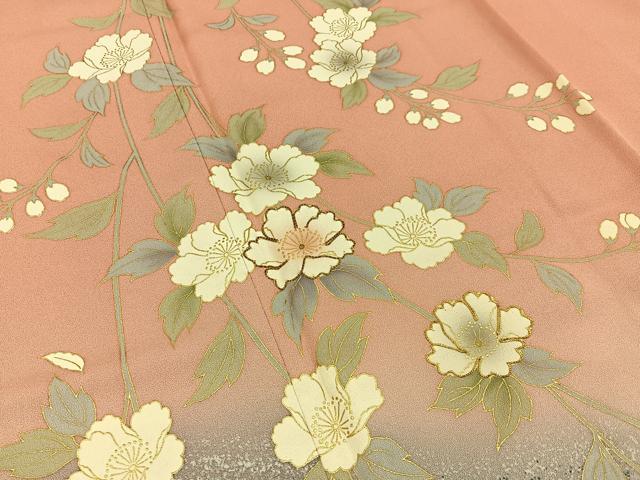 平和屋着物●訪問着 駒刺繍 枝垂れ桜文 暈し染め 金彩 ロング丈 正絹 逸品 BAAY3754hj