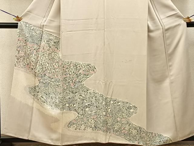 平和屋着物■訪問着 絞り 花蝶文 正絹 逸品 BAAY3756hj