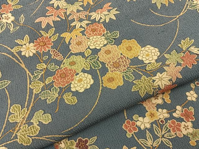 平和屋着物■上質な小紋 草花文 金彩 鬼しぼ縮緬 正絹 逸品 BAAY3760hj