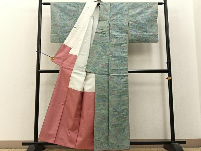 平和屋着物■上質な紬 風景文 正絹 逸品 BAAY3767hj