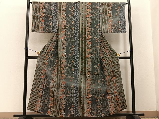 平和屋着物■訪問着 松竹梅花文 暈し染め 金彩 鬼しぼ縮緬 正絹 逸品 未使用 BAAY3775hj